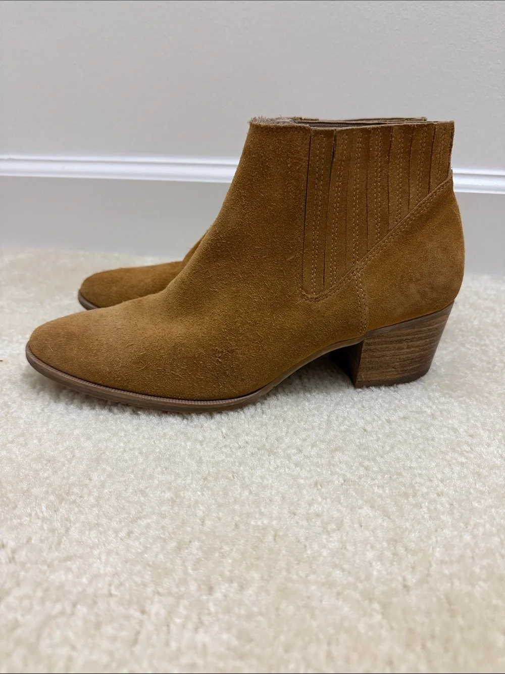 Women's Suede Ankle Boots in Cognac Brown